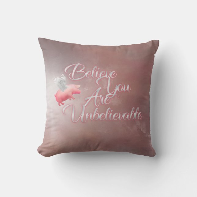 Coussin Cochon Volant - Soyez Incroyable (Recto)