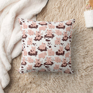 Coussin Cochons mignons jouant dans les animaux de la ferm