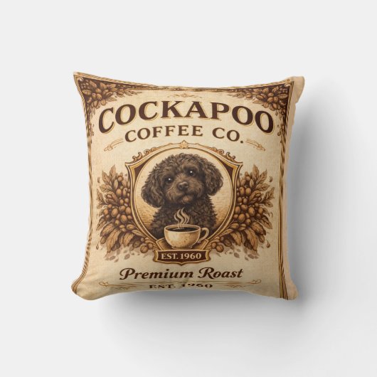 Coussin Cockapoo Coffee Co Pillow | Dog Lover Cushion Gift (Recto)