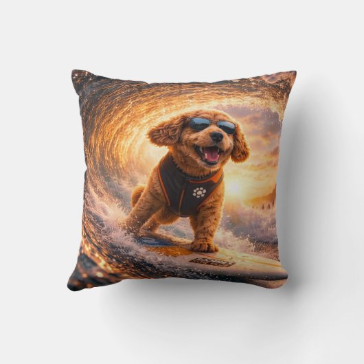 Coussin Cockapoo Surf Art | Cool Cockapoo Gift pillow (Verso)