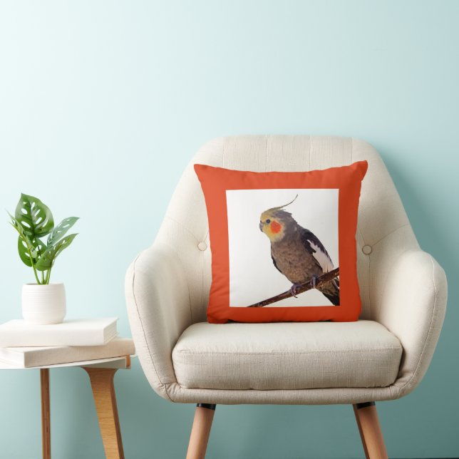 Coussin Cockatiel gris et jaune Pet Oiseau couleur photo (Chaise)