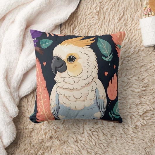 Coussin Cockatoo avec imprimé plume (Couverture)