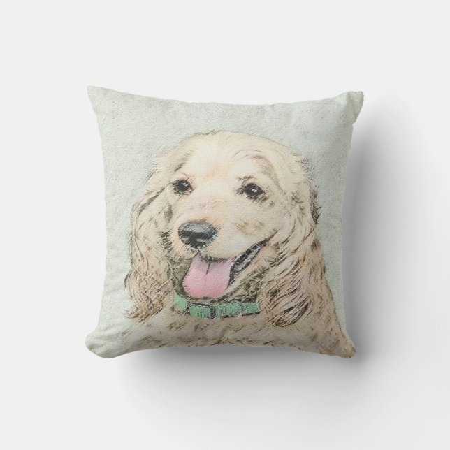 Coussin Cocker Spaniel Buff Peinture - Art Chien original (Recto)