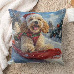 Coussin Cocker Spaniel Chien dans Sledge Let it neige Noël