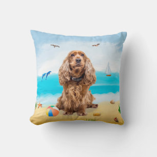 Coussin cocker spaniel Chien sur la plage