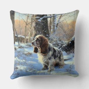 Coussin Cocker Spaniel Laissez tomber la neige Noël