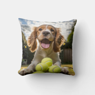 Coussin Cocker 🐕 Spaniel Puppy avec balles de tennis