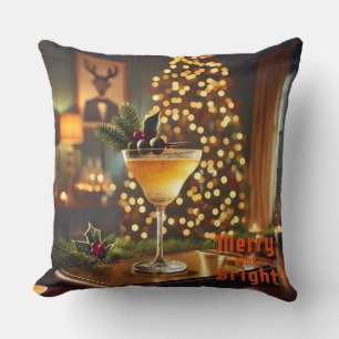 Coussin Cocktail de Noël du milieu du siècle Merry & Brigh