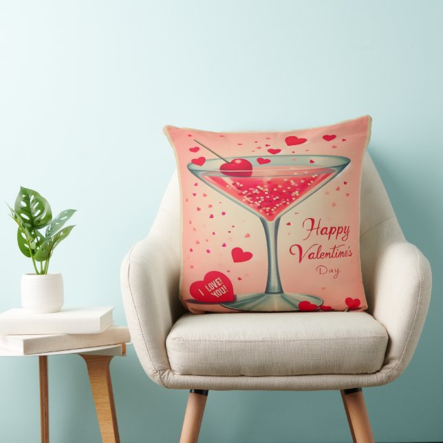 Coussin Cocktail Valentine Martini du milieu du siècle (Chaise)
