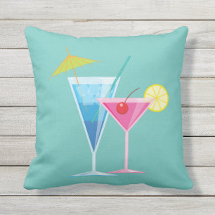 Coussin Cocktails tropicaux sur la turquoise - extérieure