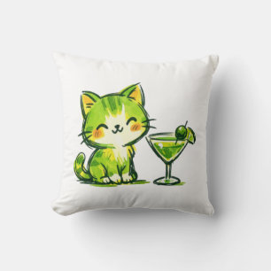 Coussin Cocktails verts et chats