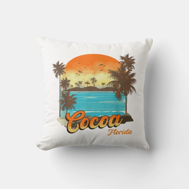 Coussin Cocoa Florida Beach Vacances été Palm Sunset (Recto)