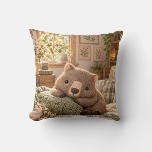 Coussin Cocoa Wombat Sage Tricoté Coin Lecture Cottage