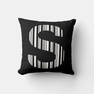 Coussin CODE À BARRES DE LA LETTRE S Premier motif de code