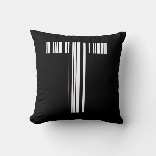 Coussin CODE À BARRES DE LA LETTRE T Premier motif de code (Recto)