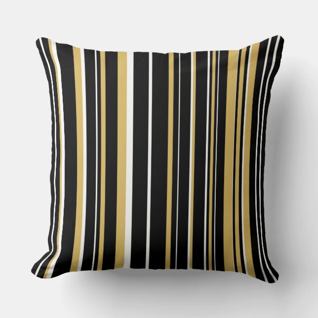 Coussin Code-barres noir, jaune brumeux et blanc (Recto)
