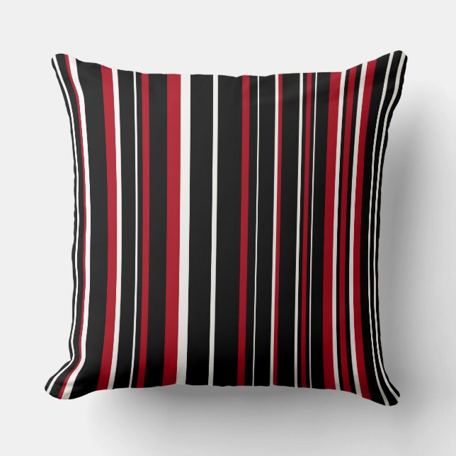 Coussin Code-barres noir, rouge foncé et blanc (Recto)