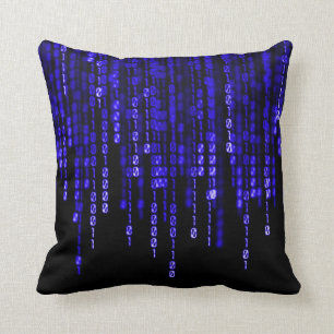 Coussin Code binaire fantôme bleu