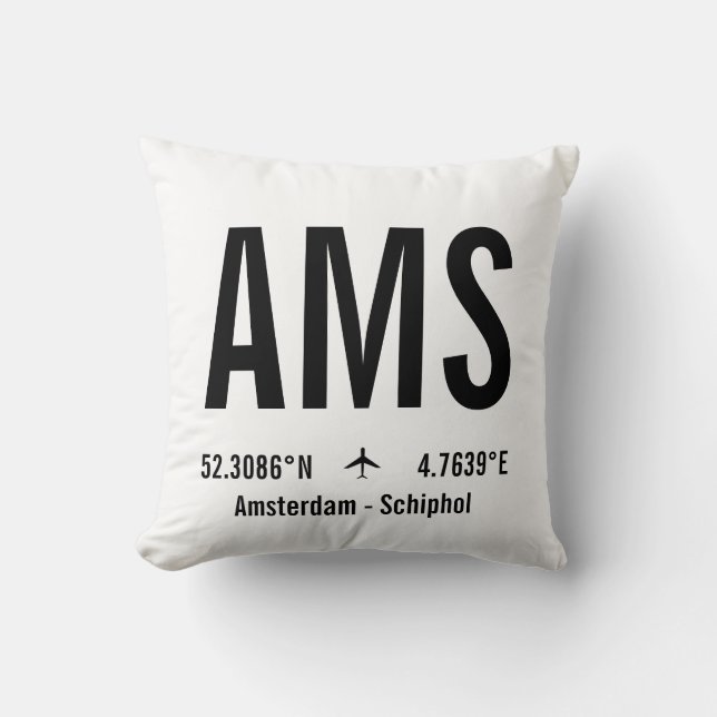 Coussin Code d'aéroport d'Amsterdam - Aviation (Recto)