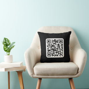 Coussin Code QR moderne modifiable   Blanc noir ou toute c