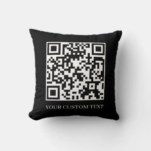 Coussin Code QR noir Design minimaliste Scannez-moi