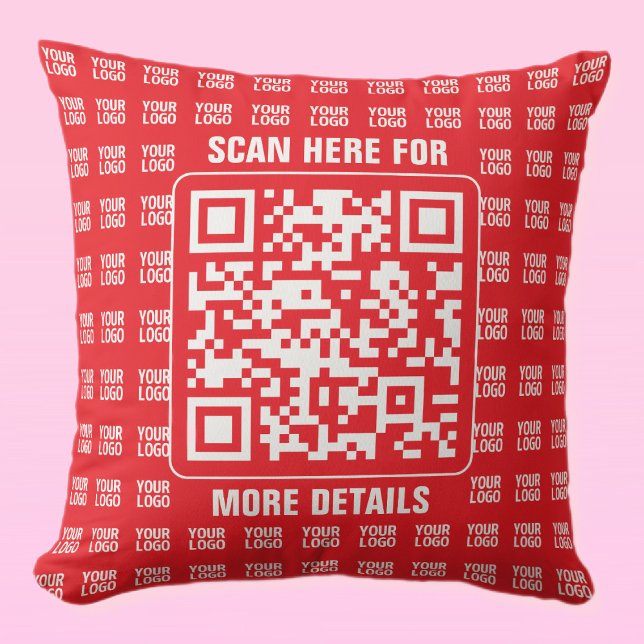 Coussin Code QR promotionnel (modifiable) avec Motif Logo (Créateur téléchargé)