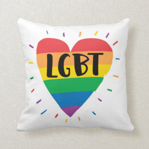 Coussin Coeur arc-en-ciel LGBT