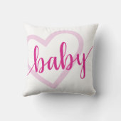 Coussin Coeur bébé | Script de floraison rose chaud (Verso)