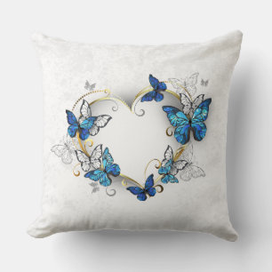 Coussin Coeur bijoux avec papillons Morpho