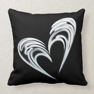 Coussin Coeur blanc artistique sur l'arrière - plan noir