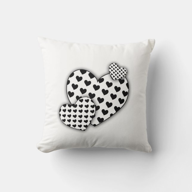 Coussin coeur blanc et noir (Recto)