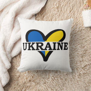 Coussin Coeur bleu et jaune, drapeau ukrainien