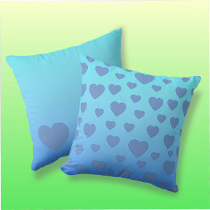 Coussin Coeur bleu et turquoise