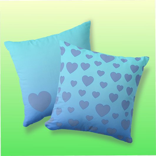 Coussin Coeur bleu et turquoise