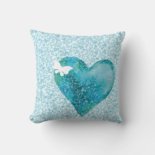Coussin Coeur bleu voilé (Recto)