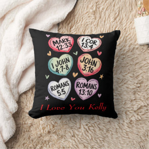Coussin Coeur chrétien Valentines Bible Versets Je t'aime