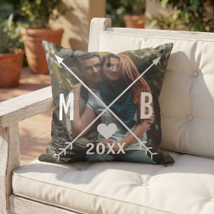 Coussin Cœur d'amour fléché monogrammé personnalisé 2026