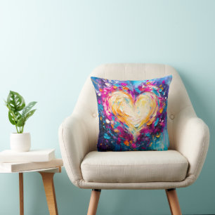 Coussin Cœur d'amour moderne abstrait coloré