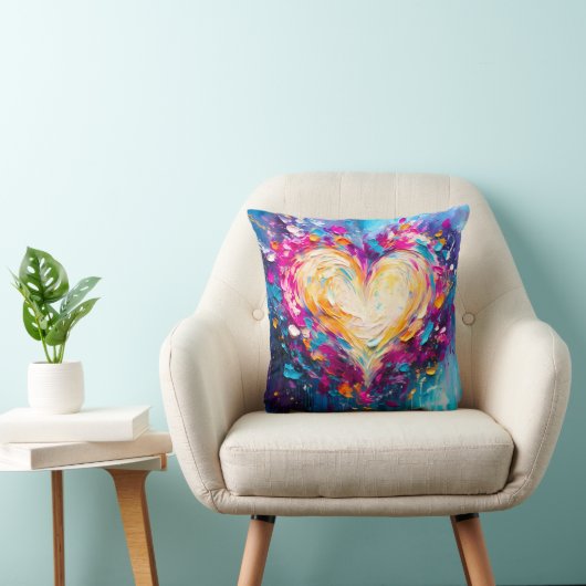 Coussin Cœur d'amour moderne abstrait coloré (Chaise)