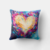 Coussin Cœur d'amour moderne abstrait coloré (Verso)