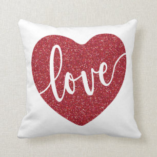 Coussin Coeur d'amour Parties scintillant rouge Saint Va