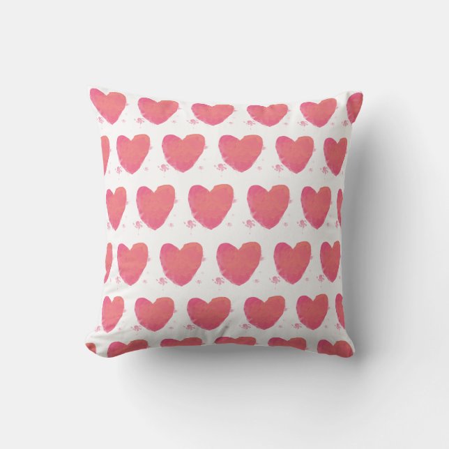 Coussin Coeur d'aquarelle rose (Recto)