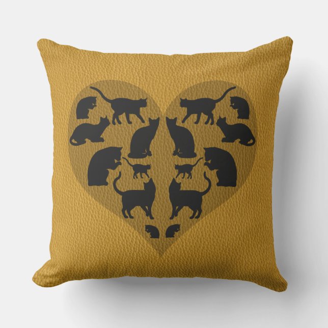 Coussin Coeur de chats noirs (Recto)