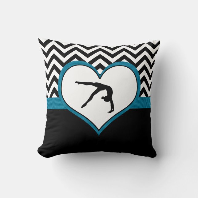 Coussin Coeur de Chevron de gymnastique avec le monogramme (Recto)
