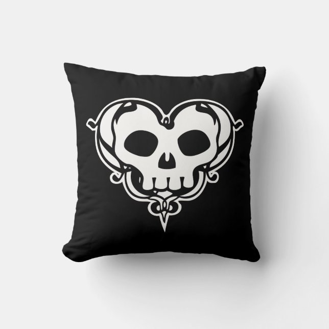 Coussin Coeur de crâne décoratif (Recto)