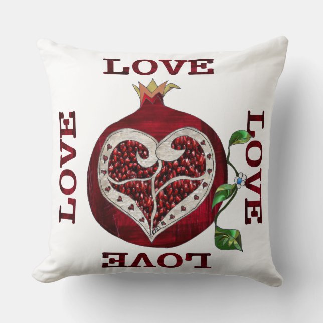 Coussin Cœur de Grenade AMOUR Saint-Valentin (Recto)