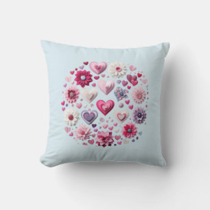 Coussin Coeur de la Saint Valentin florale