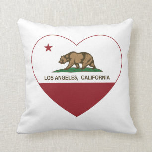 Coussin coeur de Los Angeles de drapeau de la Californie
