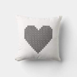 Coussin Coeur de pixel noir