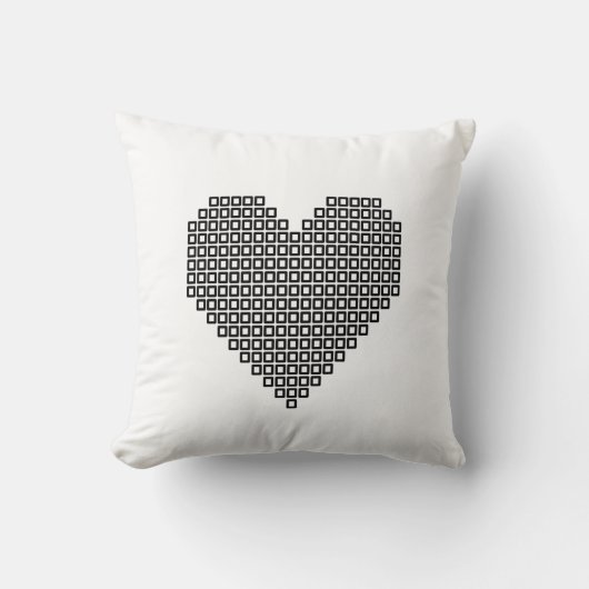 Coussin Coeur de pixel noir (Recto)